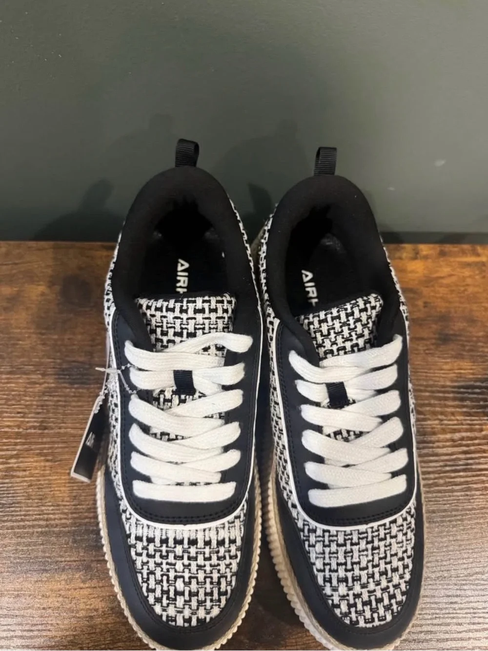 Black & White Airhas Tweed Platform Sneakers